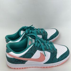 Nike Dunk Low Snakeskin Washed Teal Bleached Coral DR8577-300 Men's Size 10.5